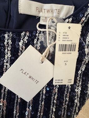 Anthropologie Flat White Sequin Midi Dress